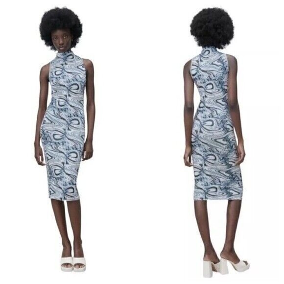 Zara Cut-Out Jacquard Dress Size Small Bloggers Favorite - Picture 13 of 13